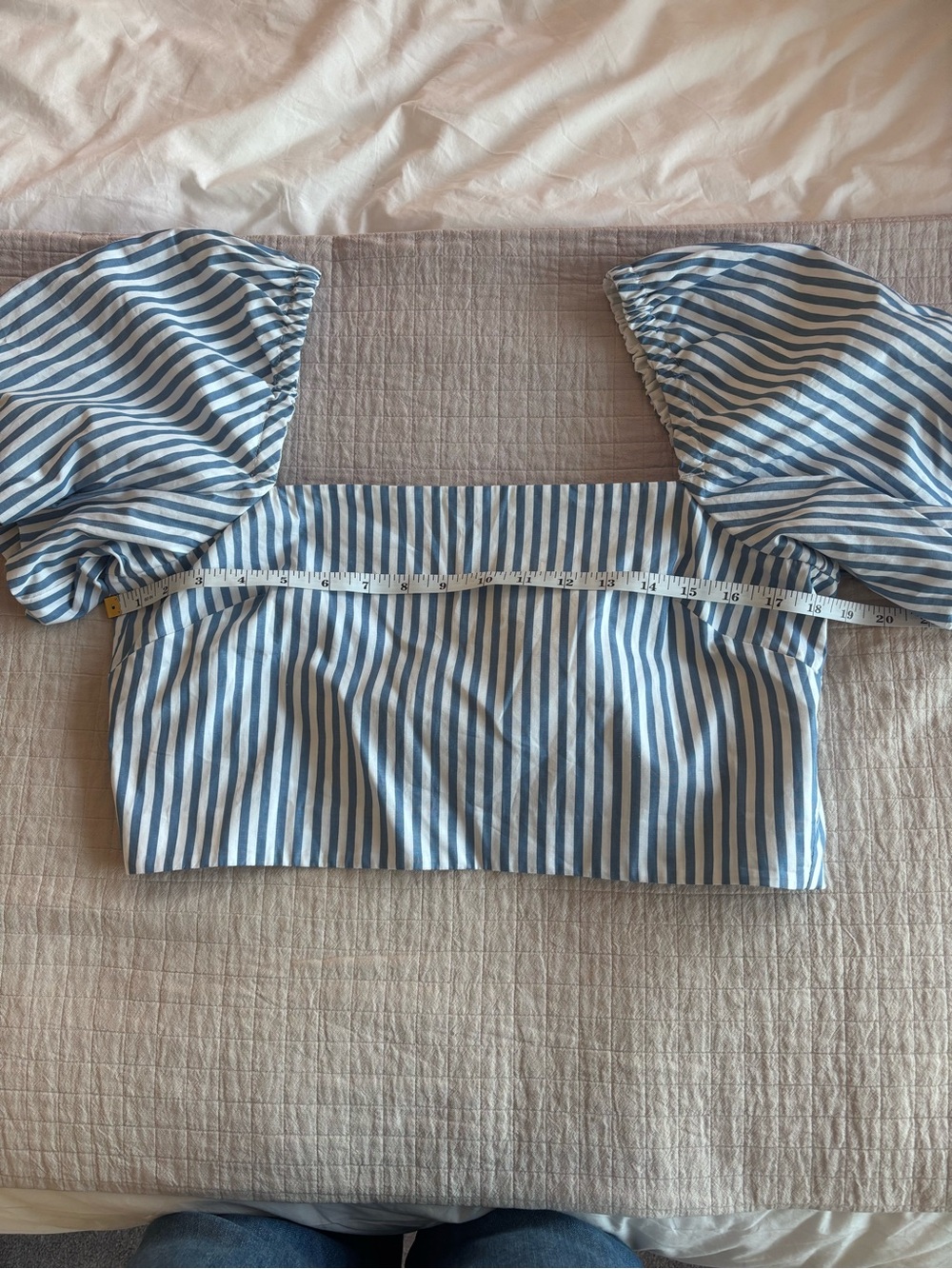 NWT Sézane Lucrecia Blouse in Anori Print Size 4/36 Blue White Striped NEW - Picture 6 of 9